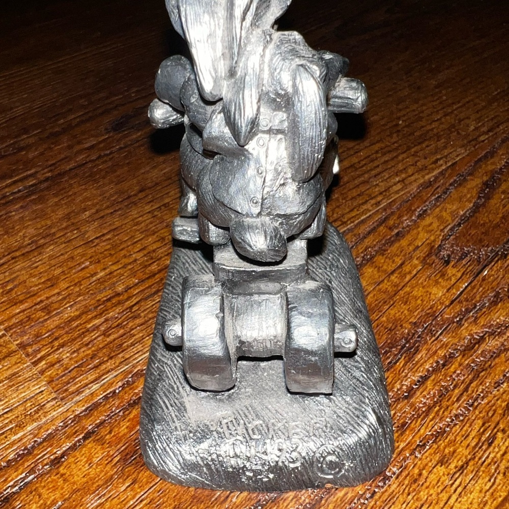 Rare Vintage Michael Ricker Pewter Silver Rabbit Tricycle Miniature Figurine - Picture 6 of 8